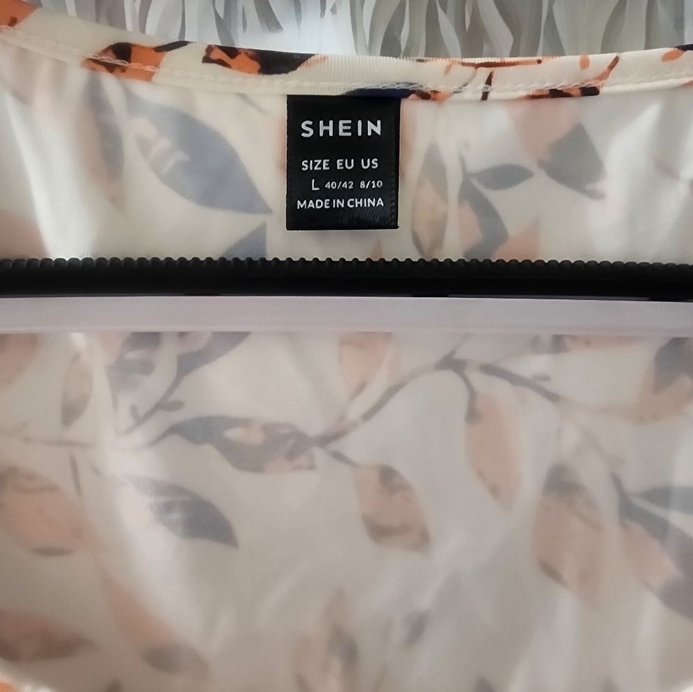 Shein Womens Tropical Plant Leaf Tank Dress Spring Summer Orange Size Large - Picture 4 of 4